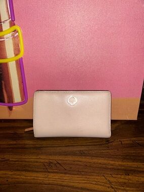 kate spade Pale Pink Pebbled Leather Zip Wallet